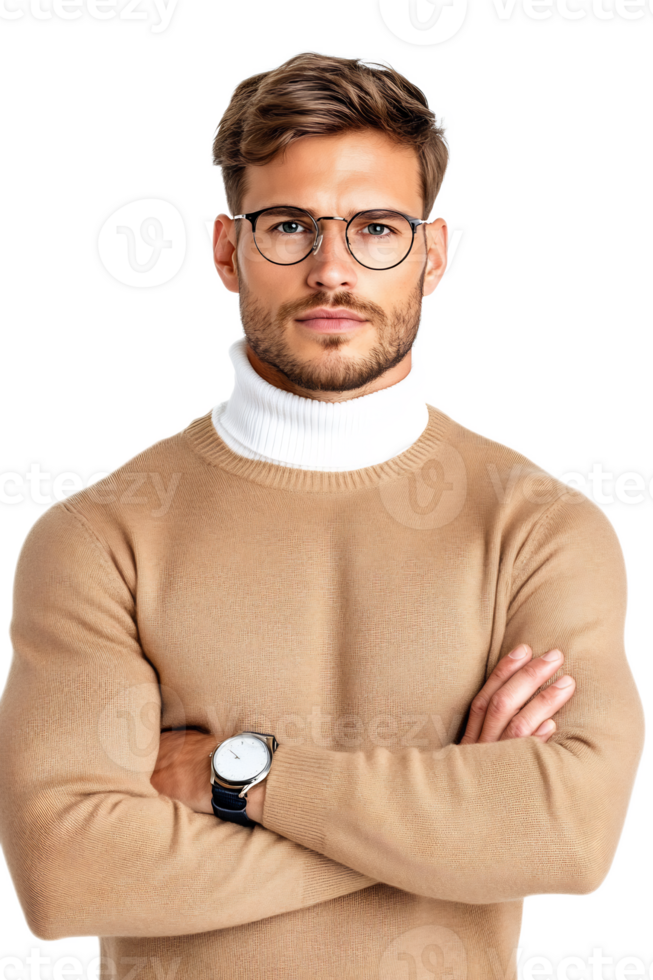 Confident Corporate Executive in Formal Business Attire Posing with Serious Expression png