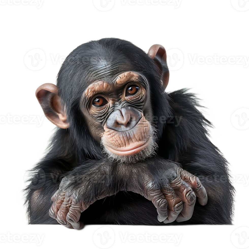 Curious Chimpanzee Face Closeup in Natural Habitat png