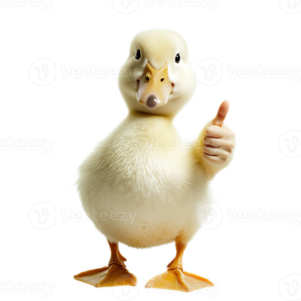 Cute fluffy yellow duckling looking curiously at png