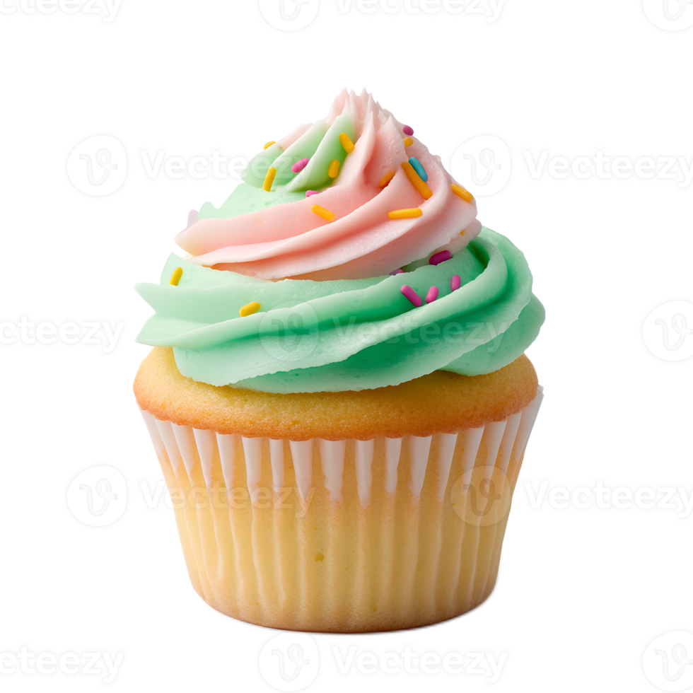 Colorful Cupcake with Vibrant Frosting and Sprinkles for Festive png
