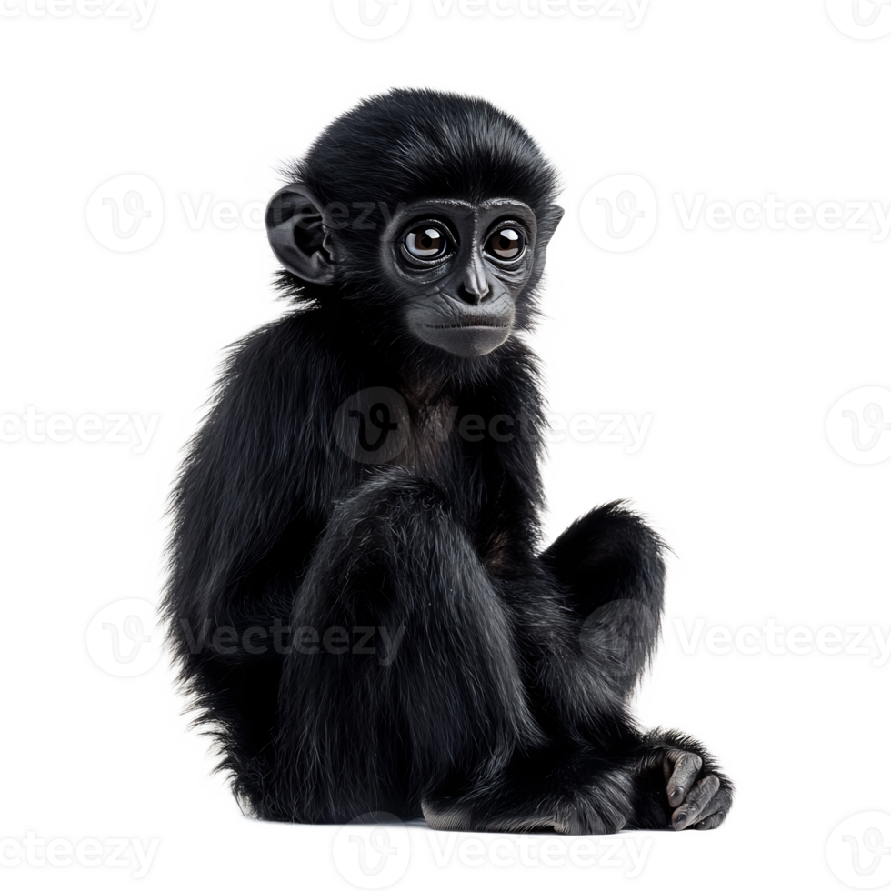 Curious Young Black Monkey Primate Sitting in Nature Wildlife Environment png