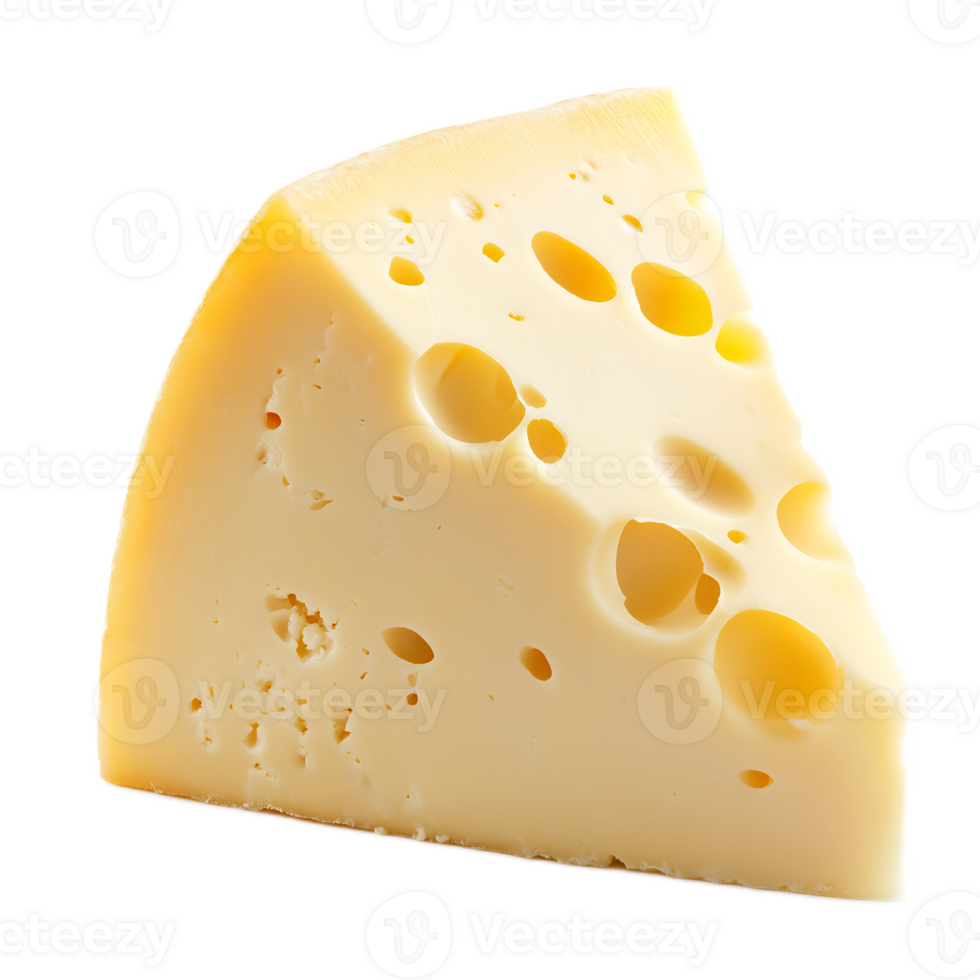 Delectable Piece of Organic Swiss Cheese with Distinct Holes png