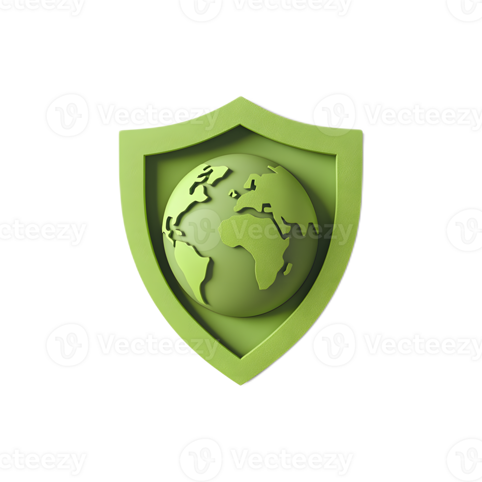 Eco Friendly Global Protection Shield Concept with Green Earth Symbol png