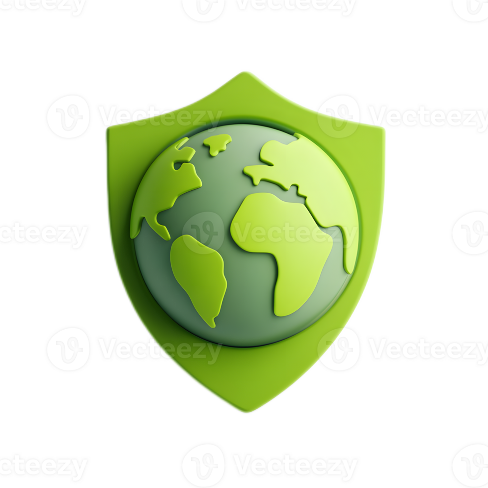 Green Earth Protection Shield Representing Environmental Conservation and Sustainability png