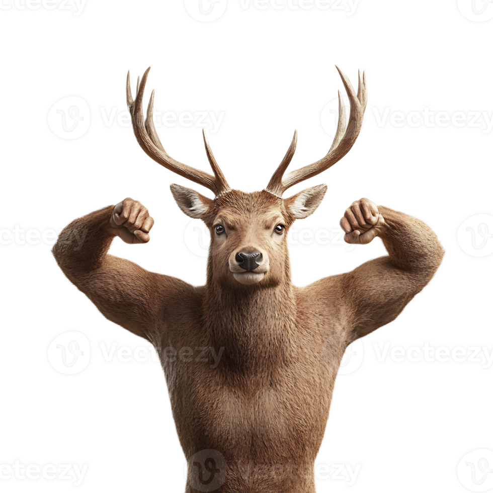 Deer with Powerful Arms Symbolizing Strength and Vitality png