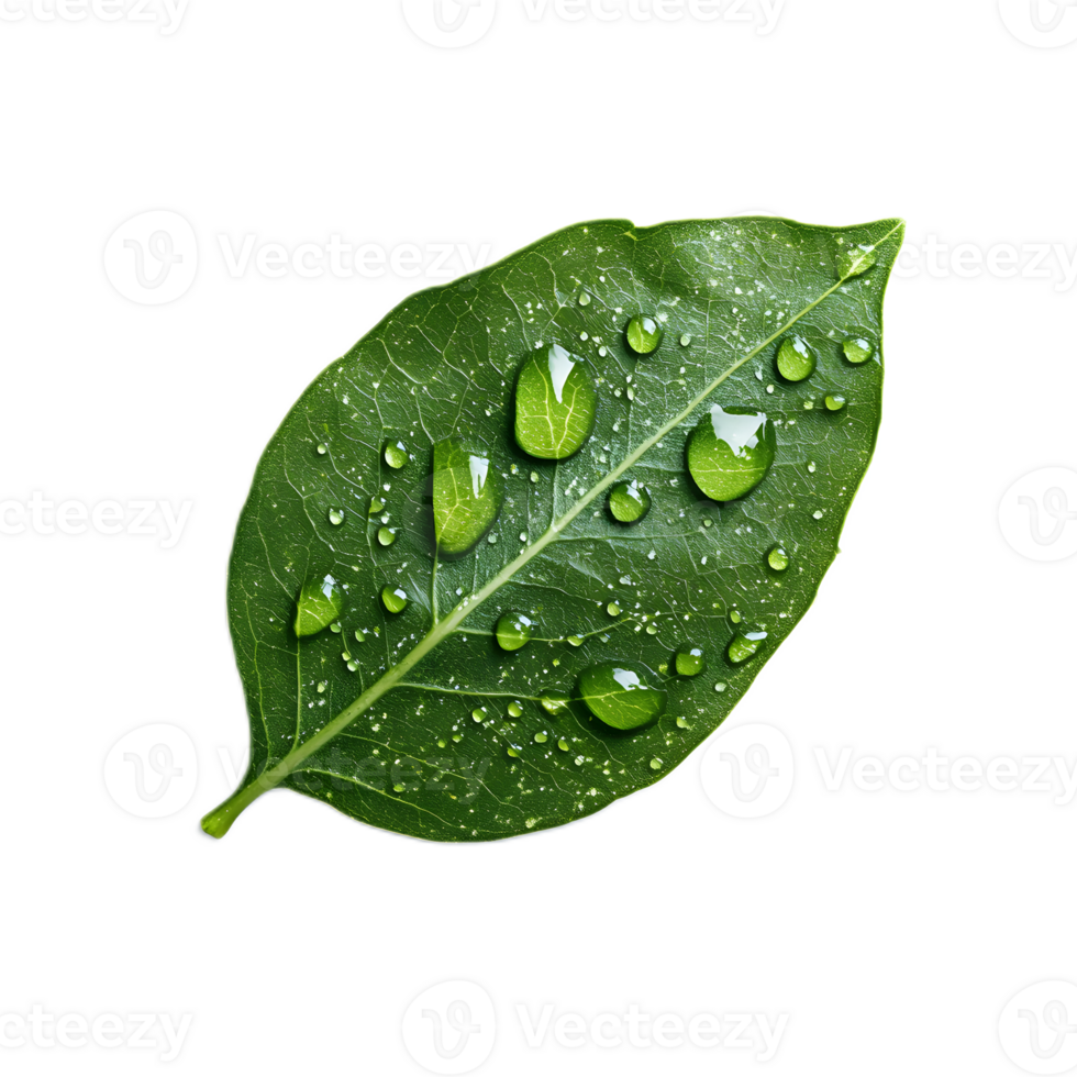 Shimmering Dewy Leaf Closeup in Green Nature Backdrop png