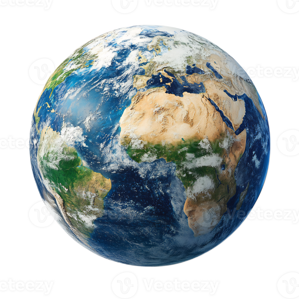 Detailed Rendering of Planet Earth Showing Continents,Oceans,and Atmospheric Layers png