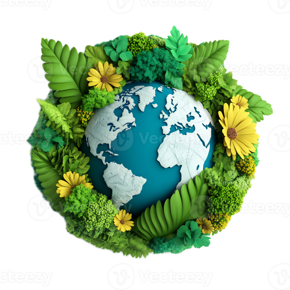 Eco-Friendly Earth Day with Global Warming and Climate Change Awareness on Green Planet png