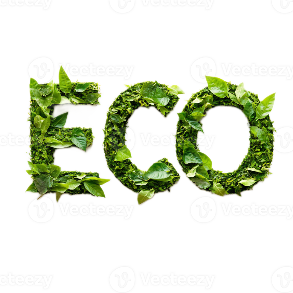 ECO Friendly Word Composed of Leaves and Greenery png