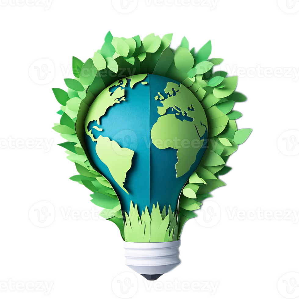 Eco-Friendly Papercraft Light Bulb Encasing the World in Sustainable Design png