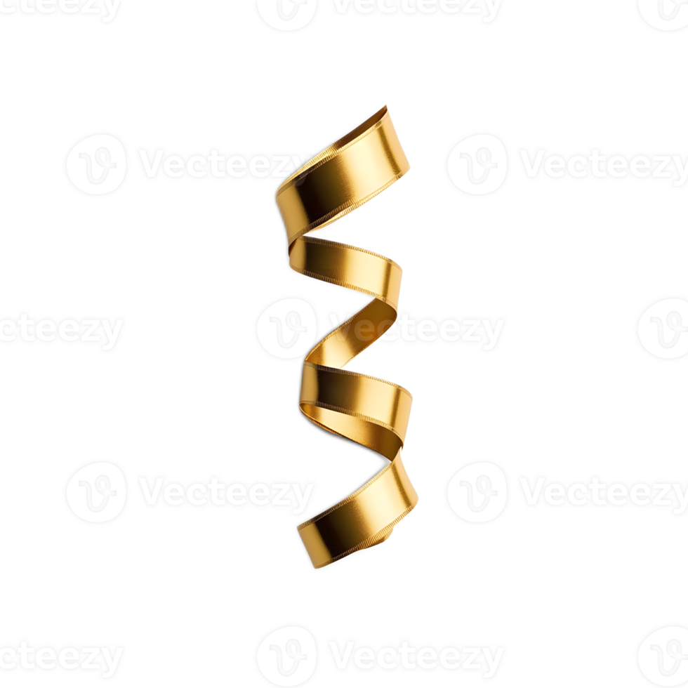 Elegant Metallic Ribbon Curl in Gold Vibrant Festive Holiday Decor png