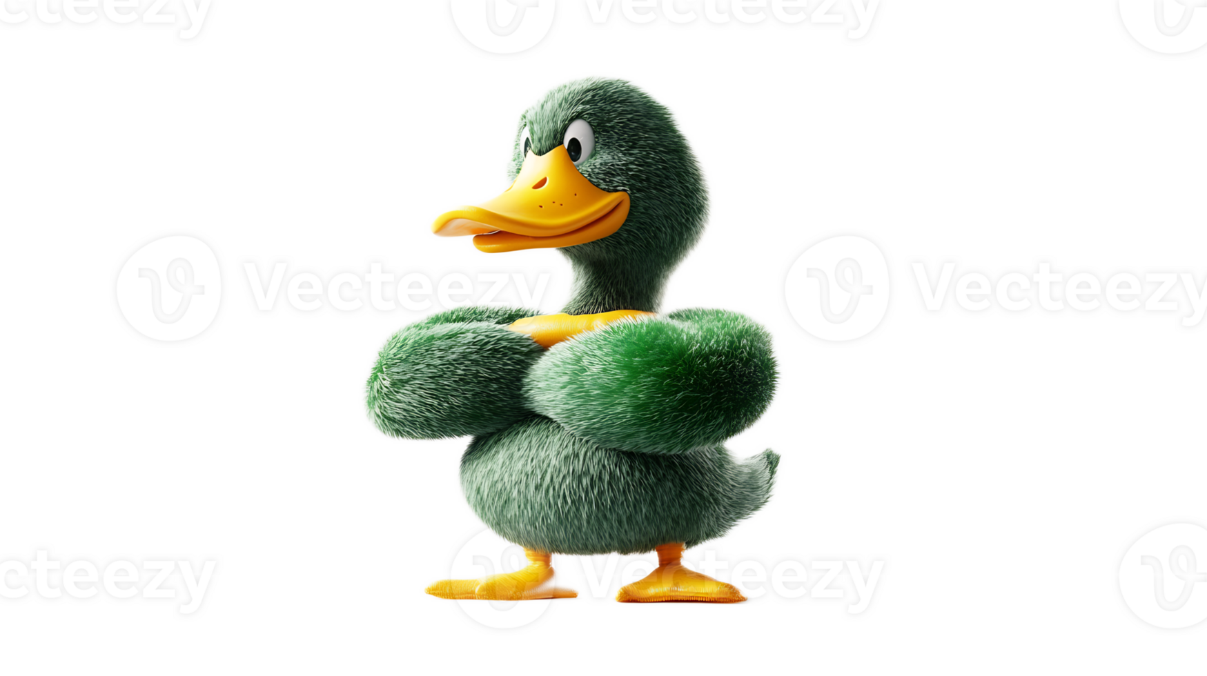 Muscular Green Duck Flexing in Fighting Pose,Symbolic Strength and Determination png