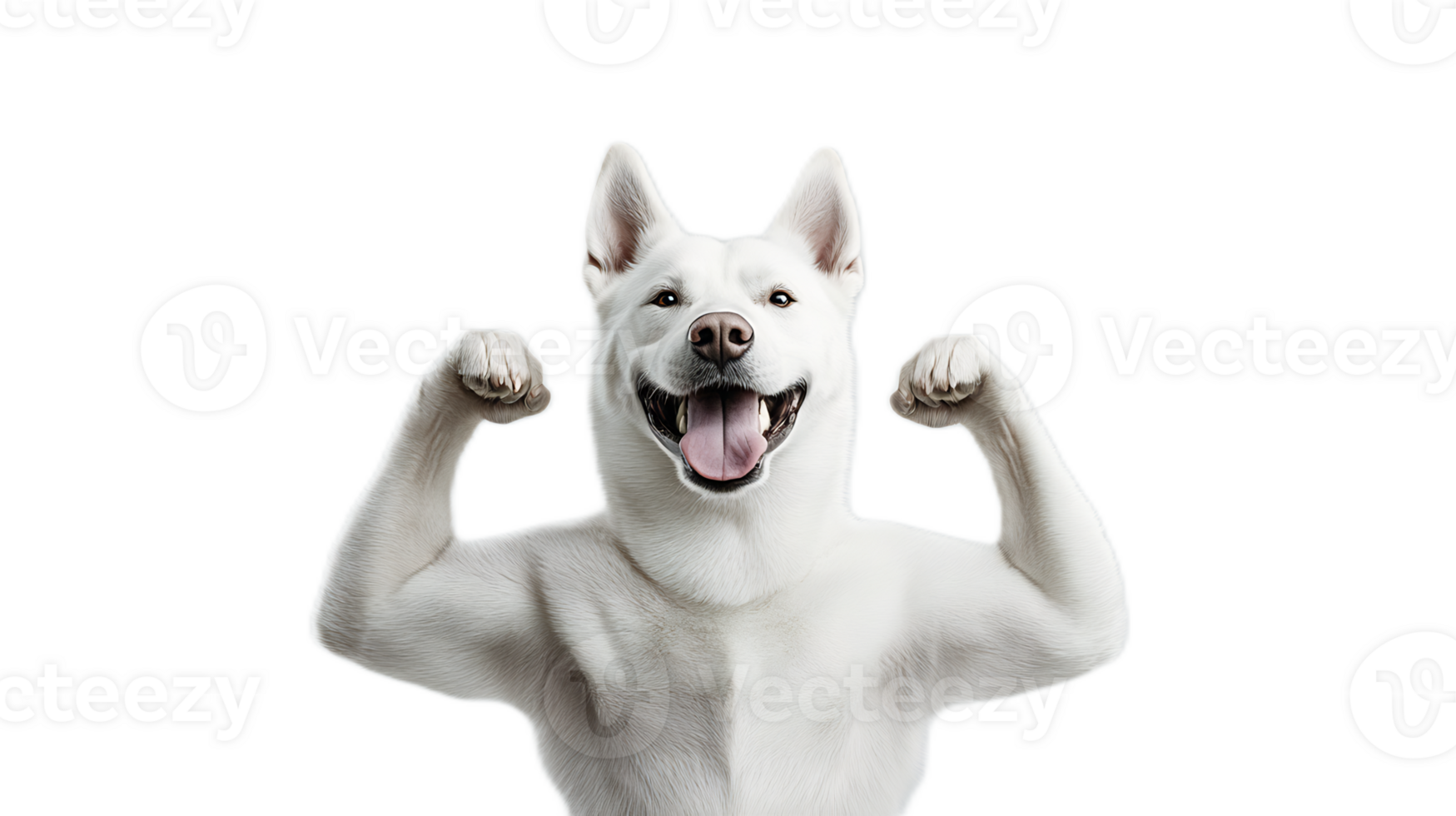 Muscular Dog Flexing Arms in Fighting Stance,Symbolizing Strength and Power png