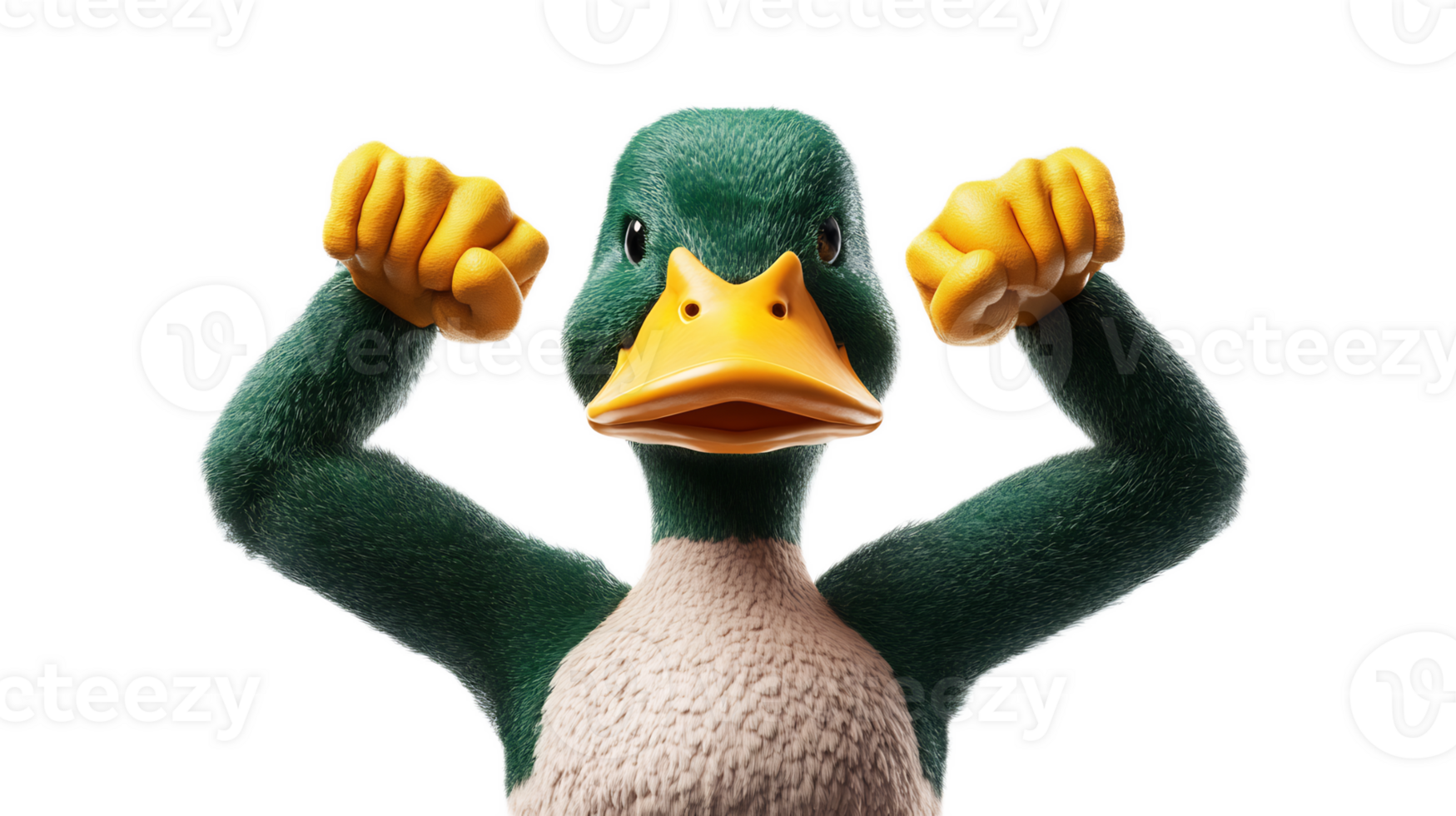 Muscular Duck in Fierce Fighting Pose,Symbolizing Physical Strength and Aggression png