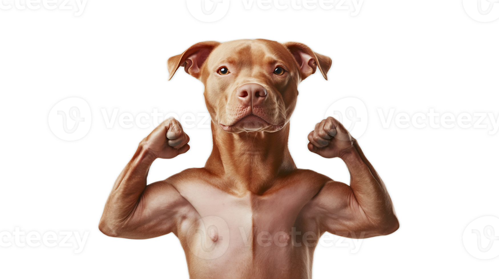 Muscular Dog in a Powerful Flexing Pose,Symbolizing Physical Strength and Determination png