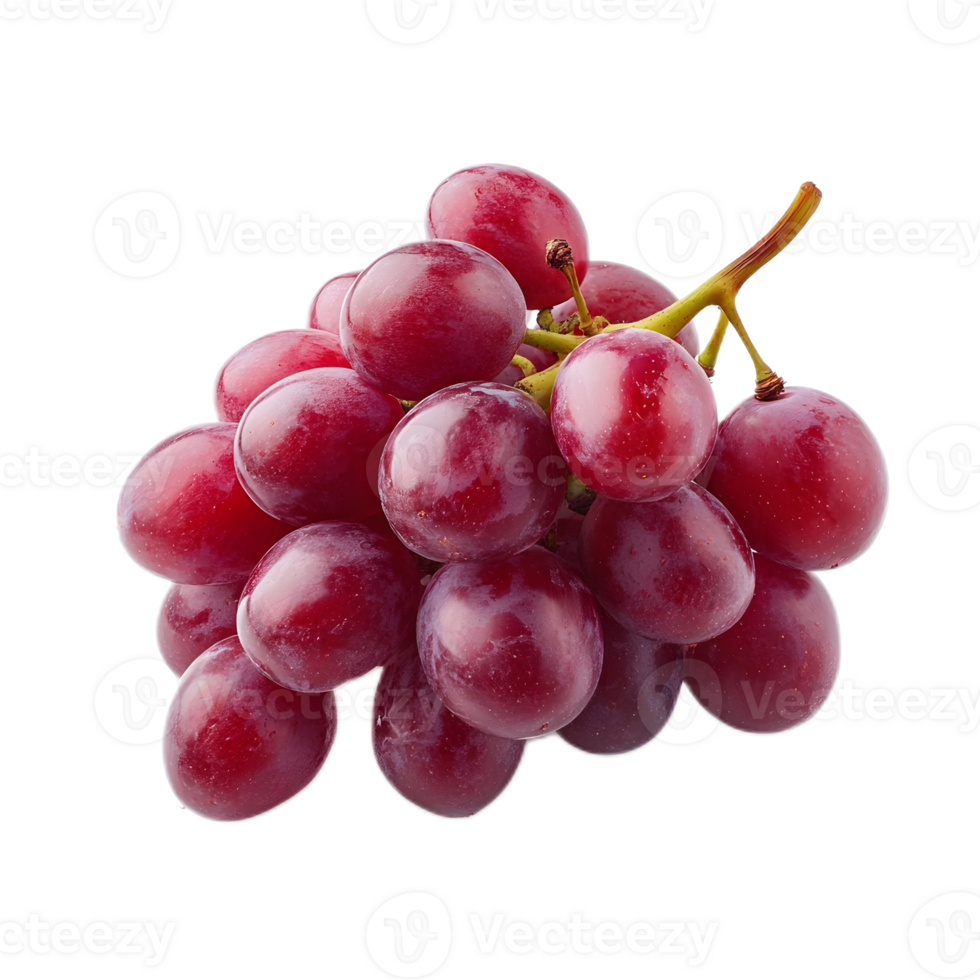 Closeup of Fresh and Ripe Red Grape Cluster on White Background png
