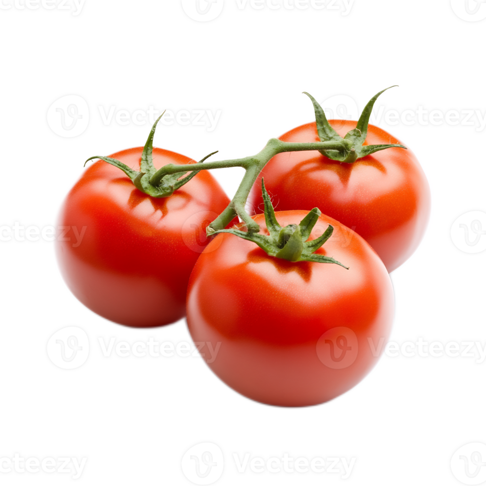 Fresh organic tomatoes on the vine in a vibrant natural setting png