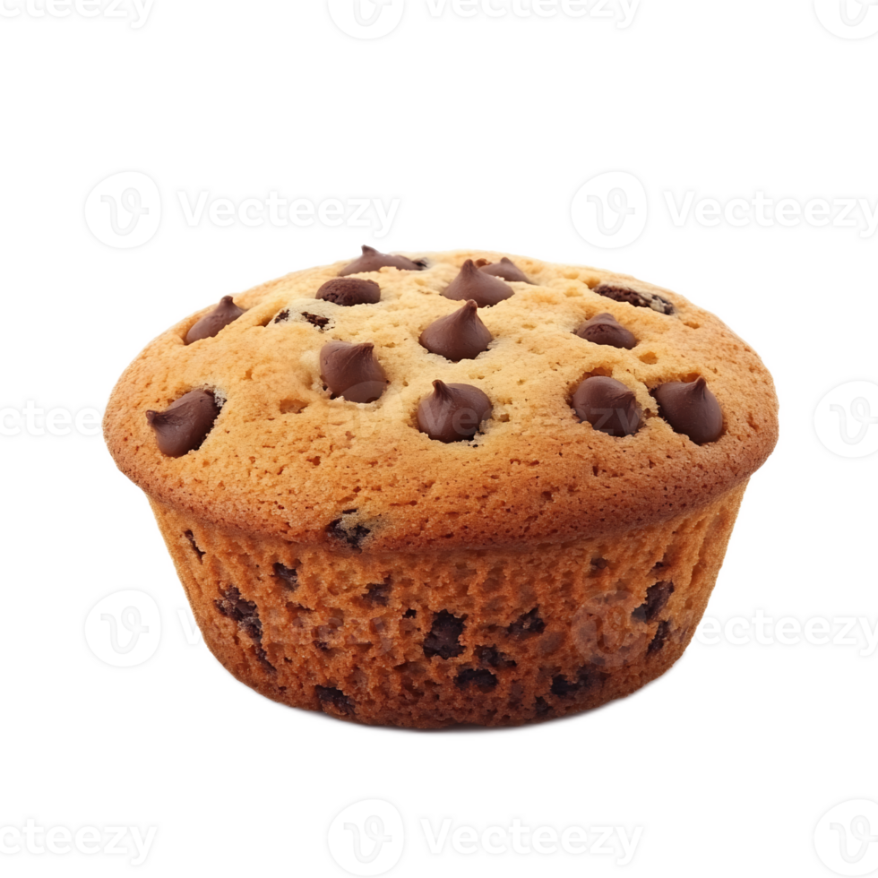 Freshly Baked Chocolate Chip Muffin with Enticing Texture and Aroma png
