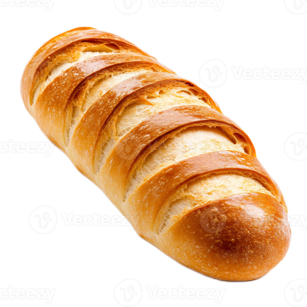 Freshly Baked Sliced Loaf of Golden Bread on a White Background png