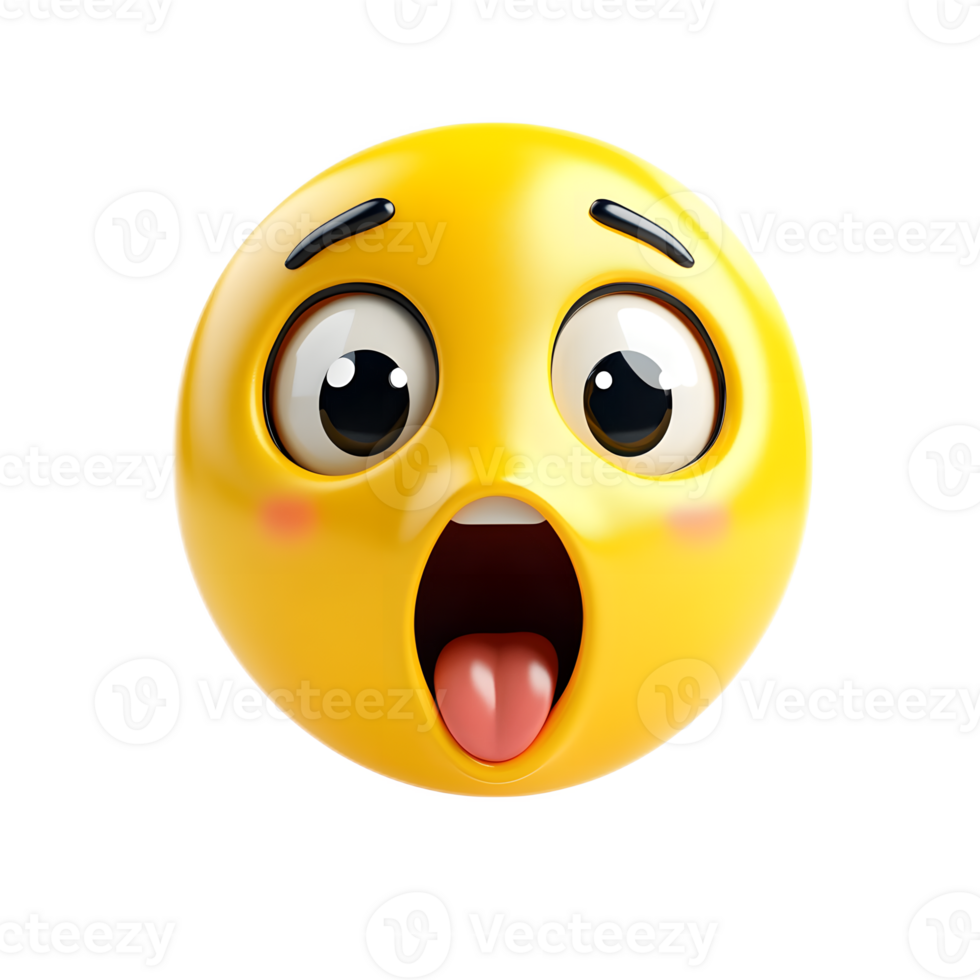 Surprised Emoji with Opened Mouth on Bright Yellow Background png