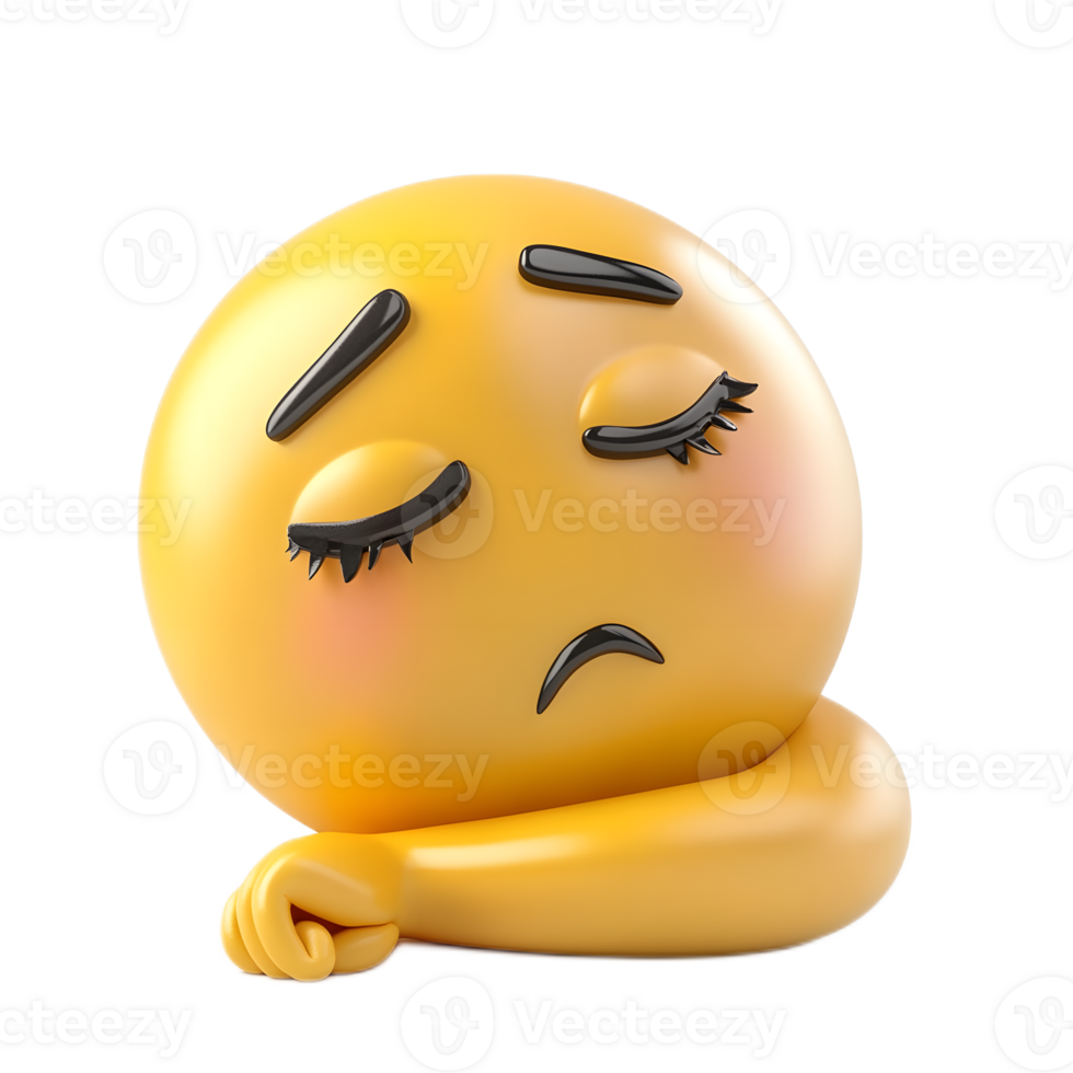 Transparent 3D Render of Sleepy Emoji Character on White Background png