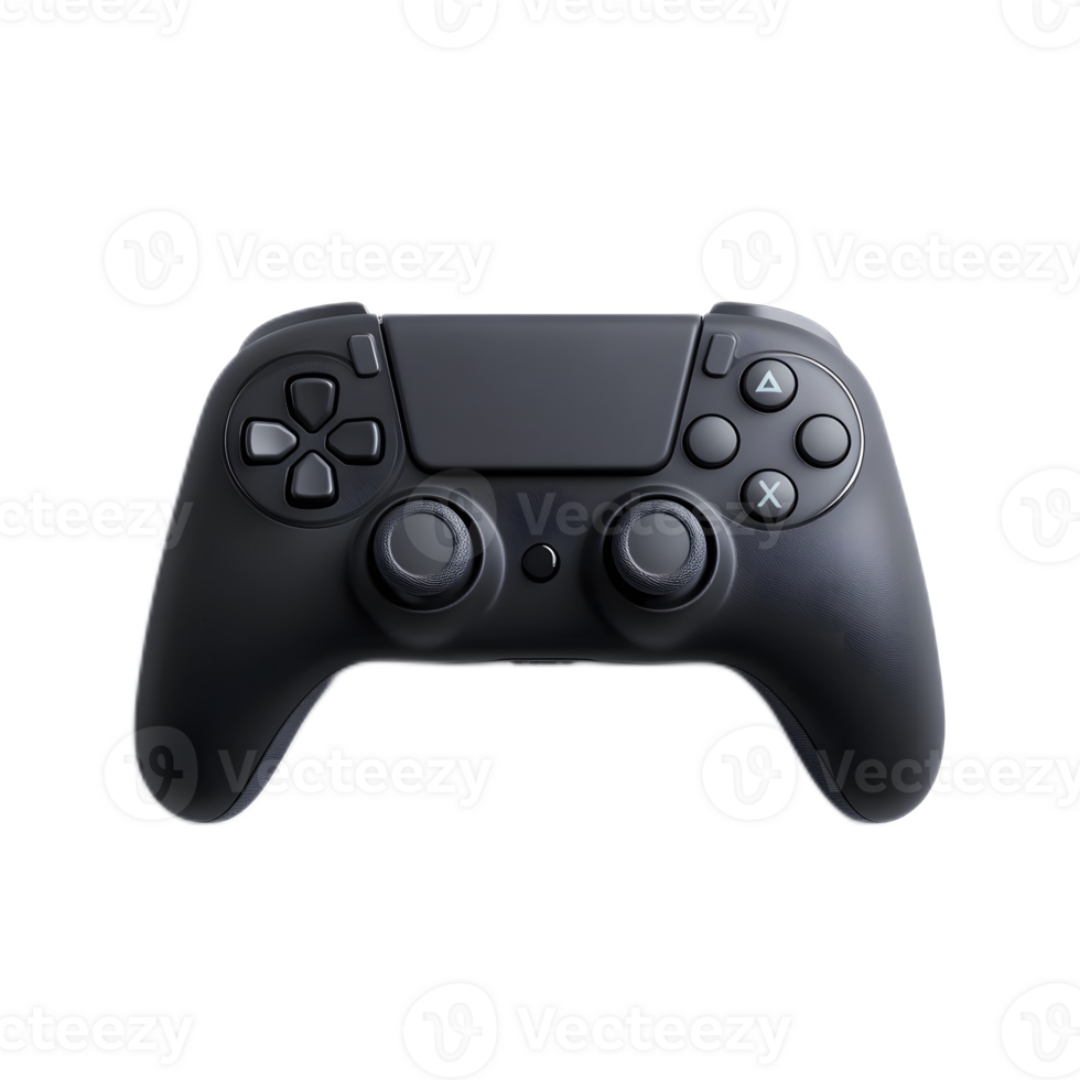 Sleek Black Gaming Controller with Tactile Buttons and Analog Sticks png