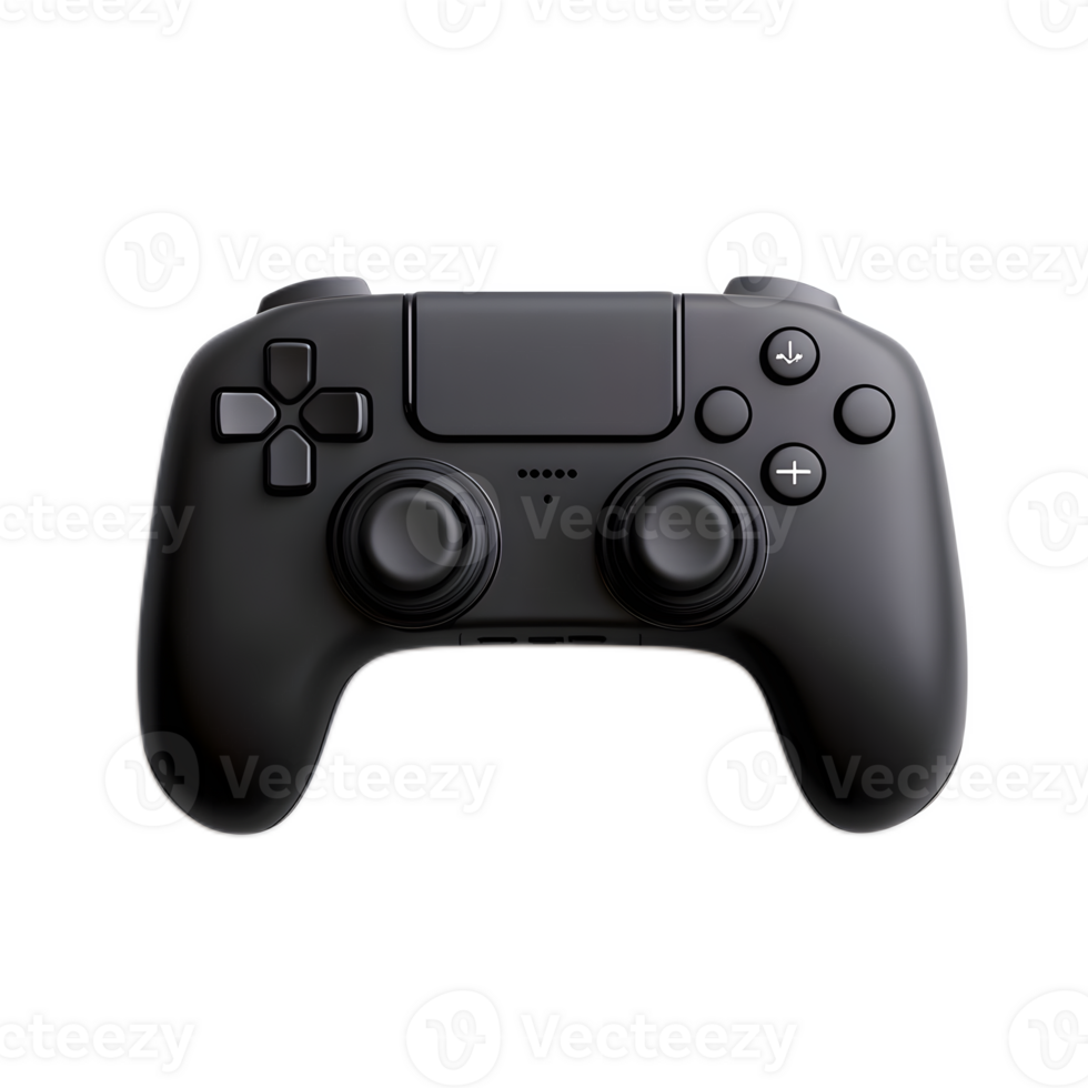 Sleek and Stylish Black Gaming Controller on White Background png