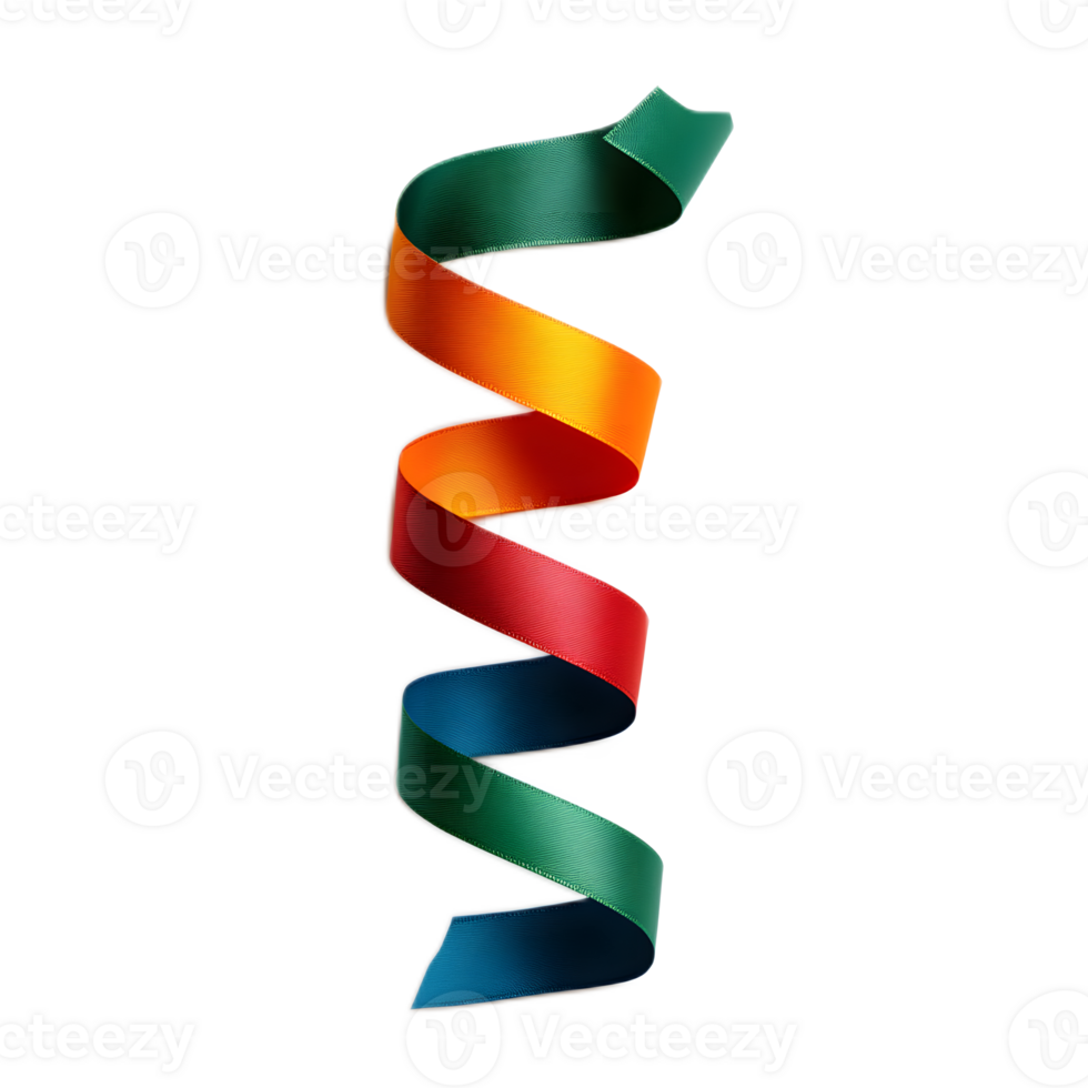 Vibrant Festive Ribbon Curl with Colorful Twisting and Turning Shapes png