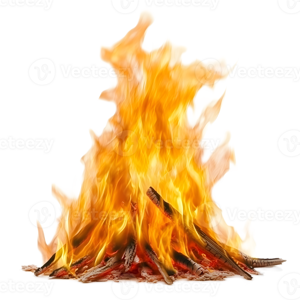 Roaring Flames of Intense Fire Eruption with Fiery Glow and Sparks png