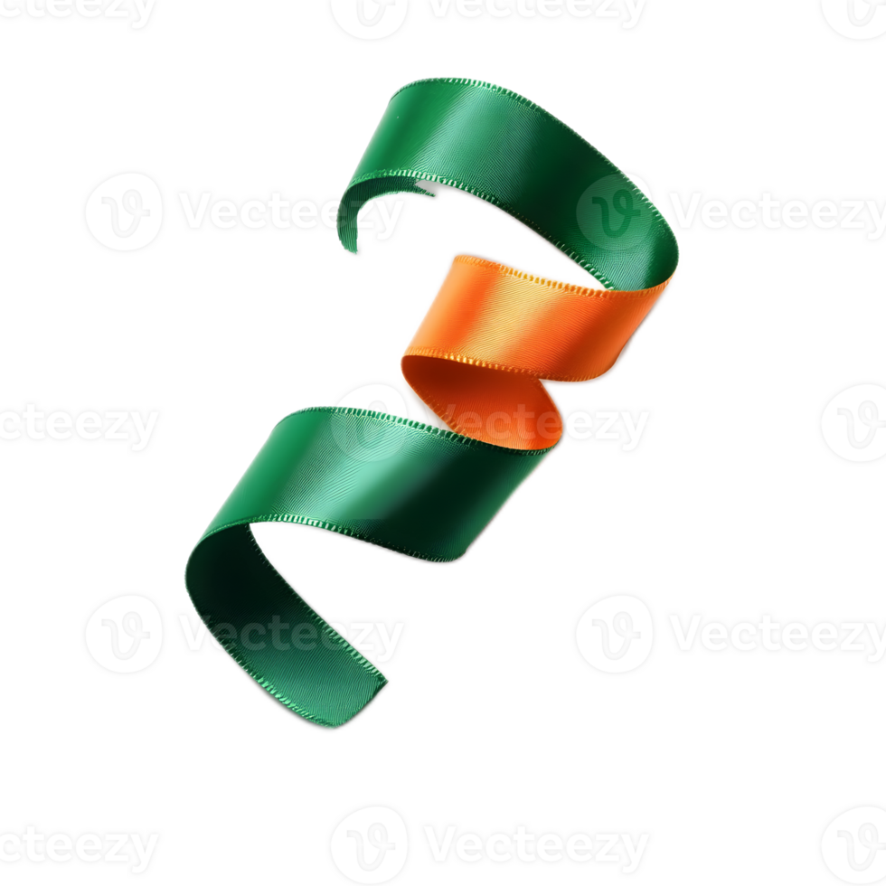 Festive Ribbon Curl and Swirl with Vibrant Green and Orange Colors png