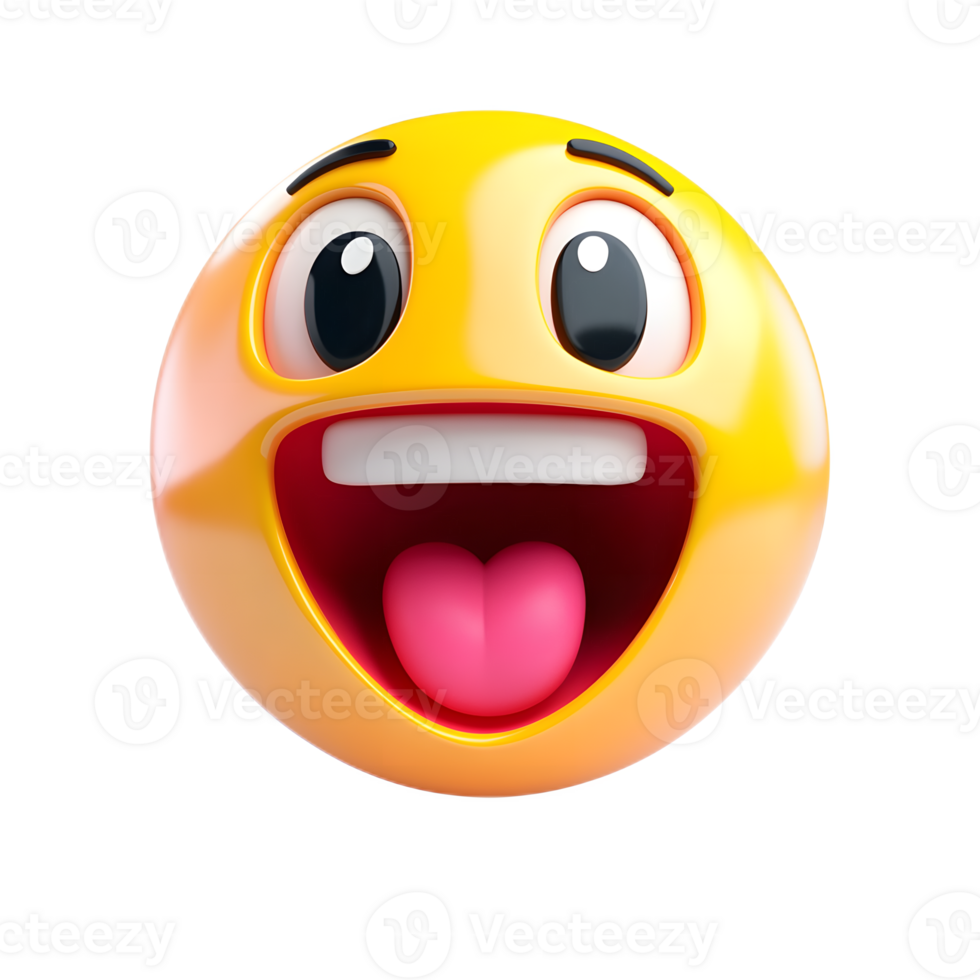 Bright and Cheerful Yellow Cartoon Emoji Face with Open Mouth Expression png