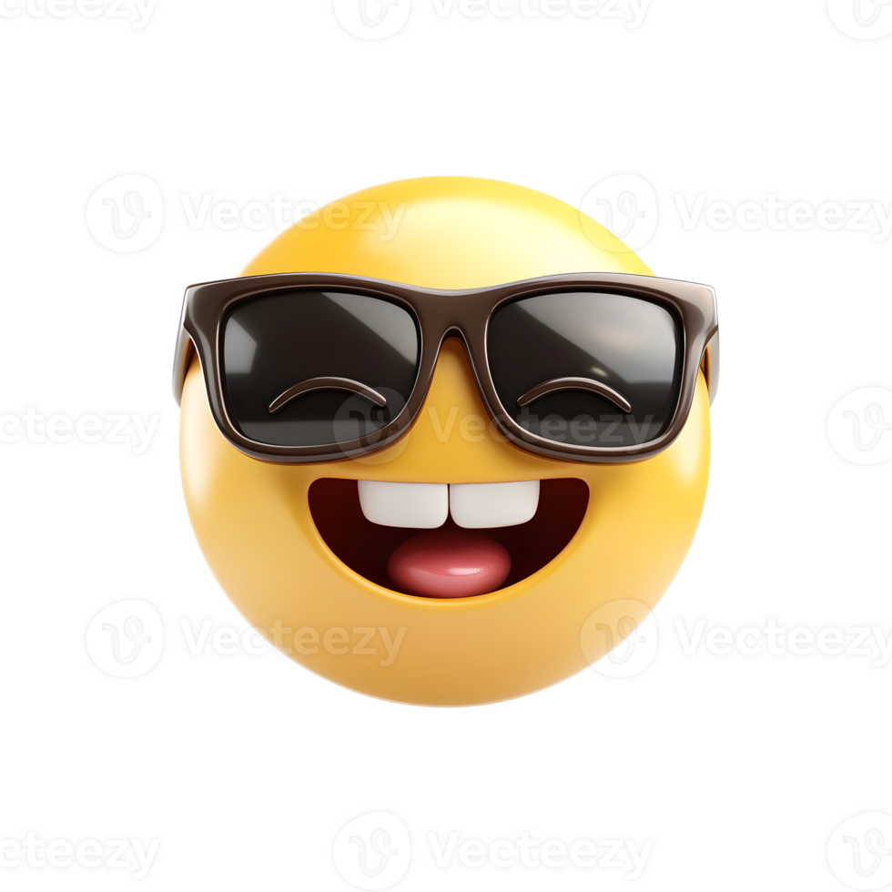 Smiling Emoji Face with Sunglasses Digital for Social Media or Chat App png
