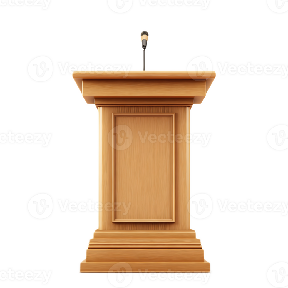 Elegant Wooden Podium on White Background for Formal Presentations and Ceremonies png
