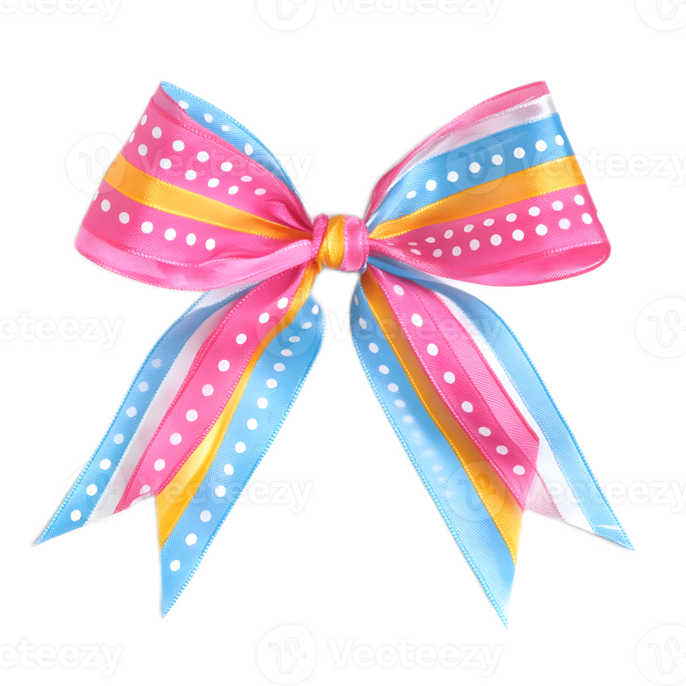 Colorful Striped and Dotted Bow Ribbon for Gift Wrapping or png