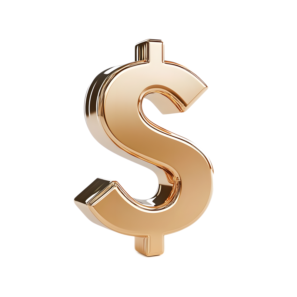 Stylish Golden Dollar Sign Representing Wealth and Financial Success png