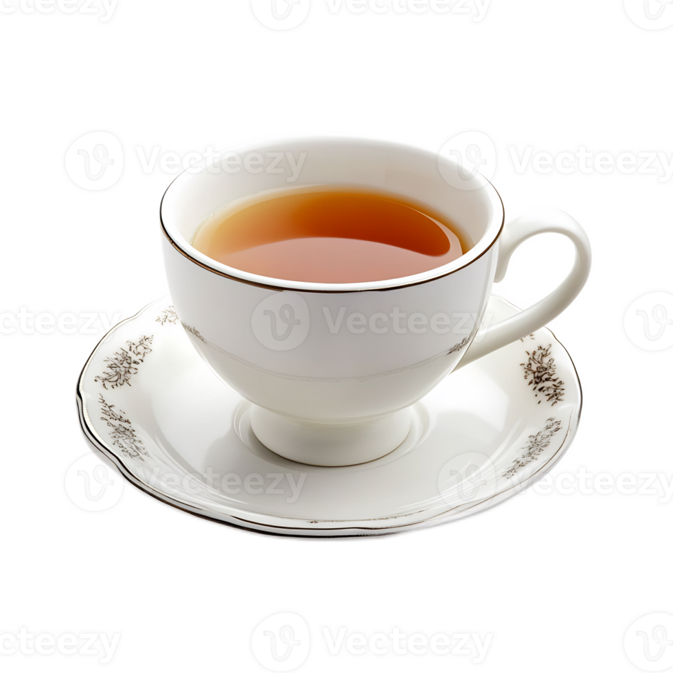 Elegant Porcelain Tea Cup with Saucer on Table png