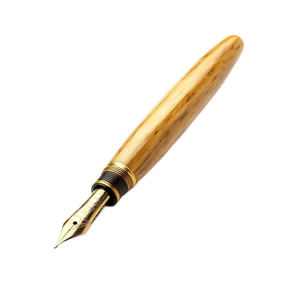 Golden Vintage Fountain Pen on White Background,Elegant Writing Tool for Office,Business,or Creative Work png
