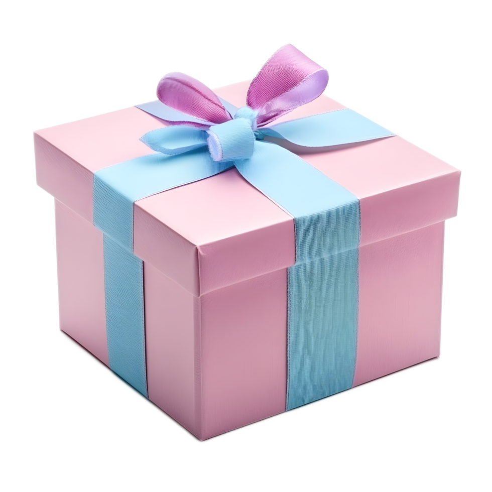 Beautifully Wrapped Pastel Colored Gift Box with Ribbon Bow on White Background png