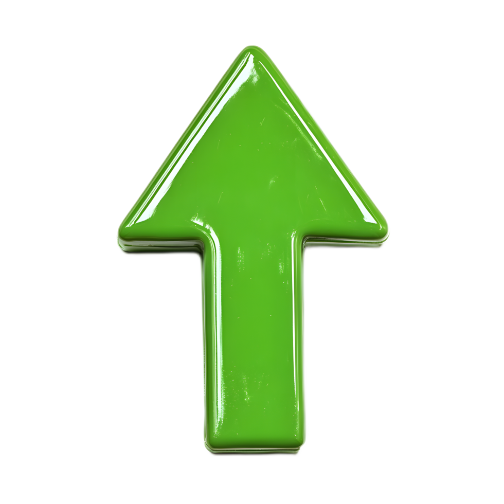 Green 3D Arrow Pointing Upwards on White Background Representing Growth Progress and Positive Direction png