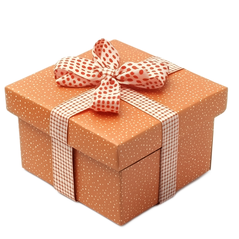 Beautifully Wrapped Giftbox with Vibrant Ribbon Bow and Textured Packaging png