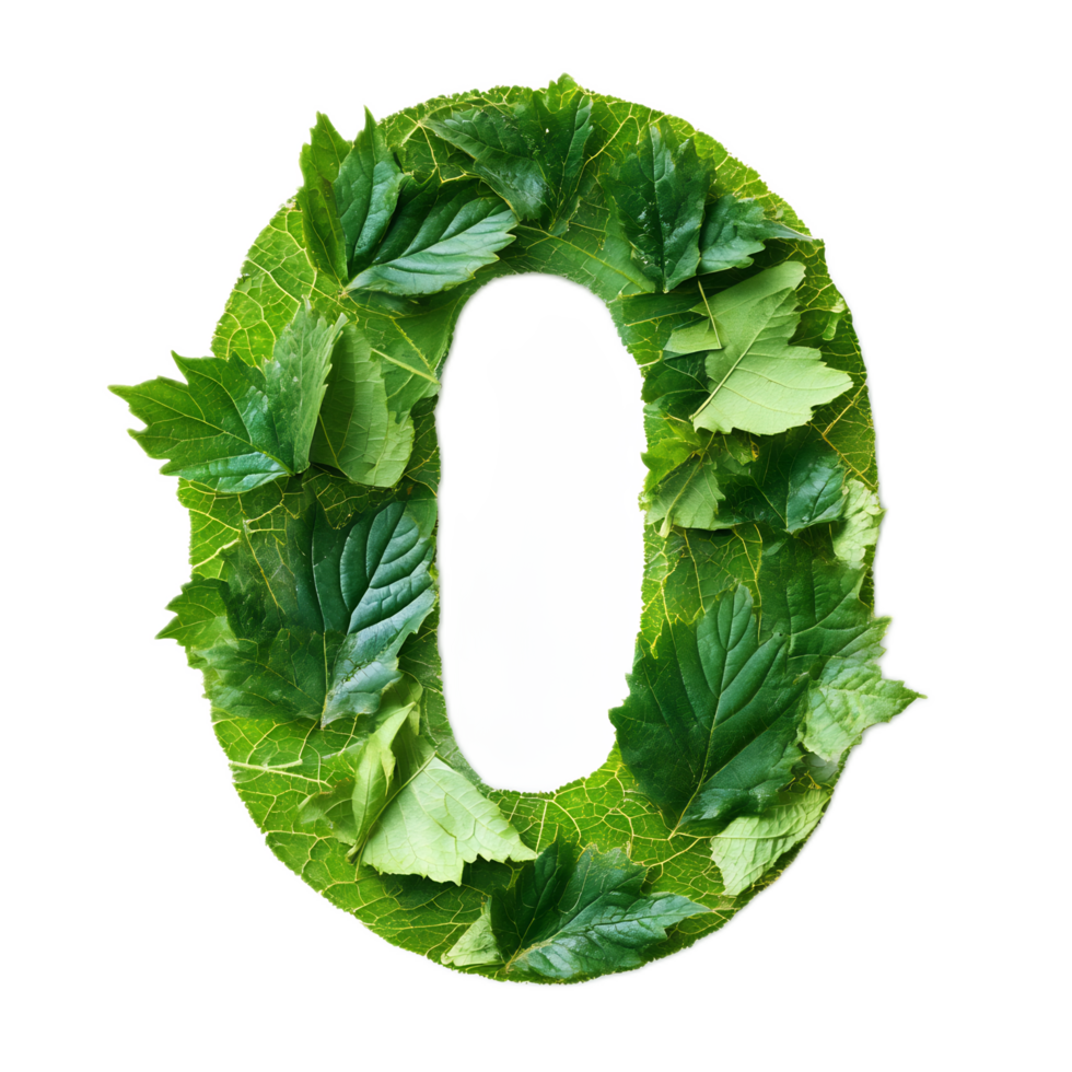Green Leaf Forming Zero Shape in Natural Environment png