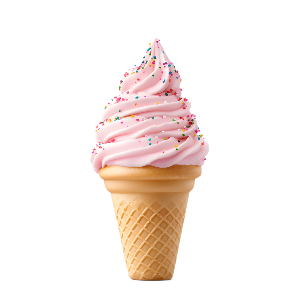 Delicious and Colorful Ice Cream Cone with Vibrant Sprinkled Topping png