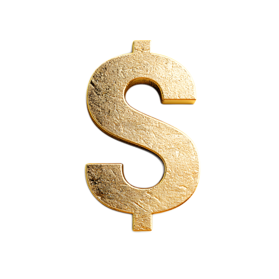 Golden Dollar Sign Symbol Representing Wealth and Financial Growth png