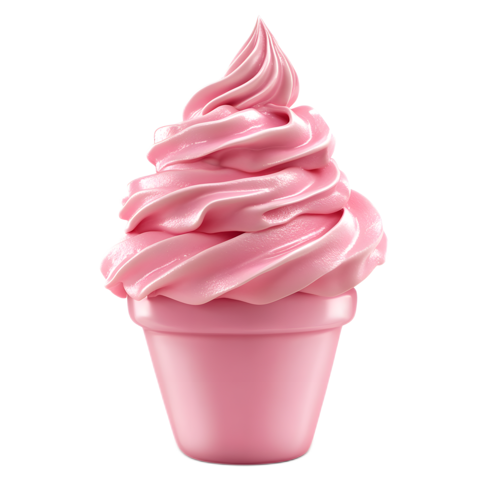 Indulgent Pink Swirled Ice Cream Scoop in Transparent Cup Showcasing Its Creamy Smooth Texture png