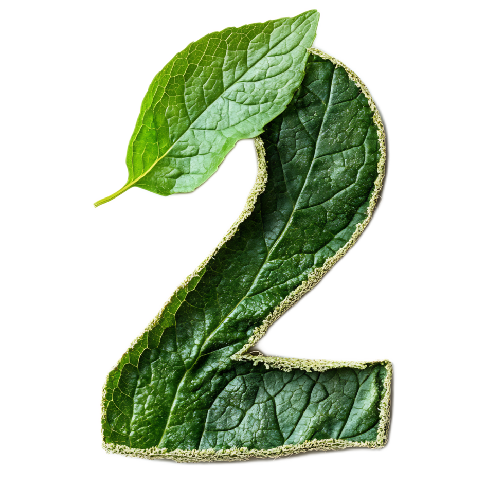 Leaf Shaped Number Two in Green Environment Concept png