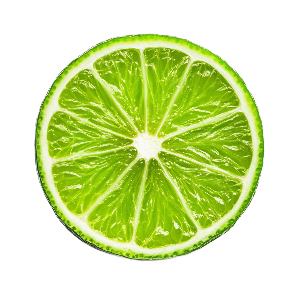Close-up of Vibrant Green Lime Slice on White Background png