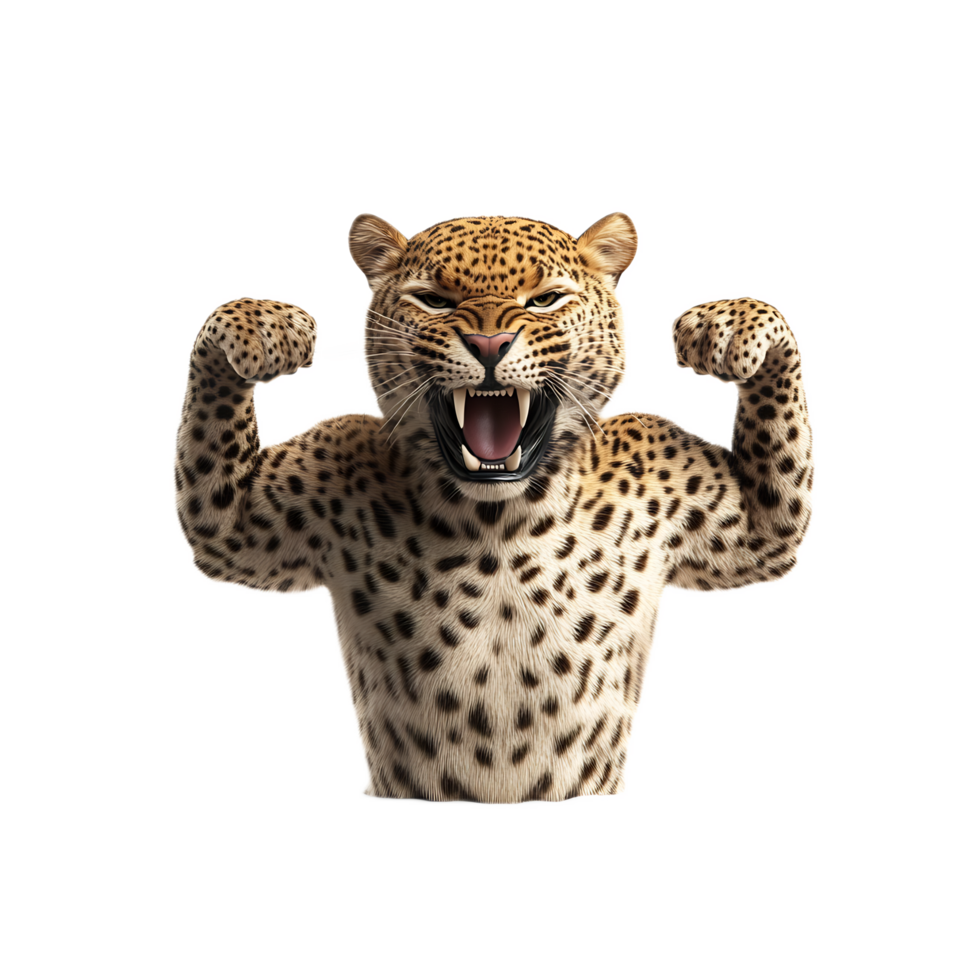 Powerful Leopard Showcasing Physical and Emotional Strength in the Wild png