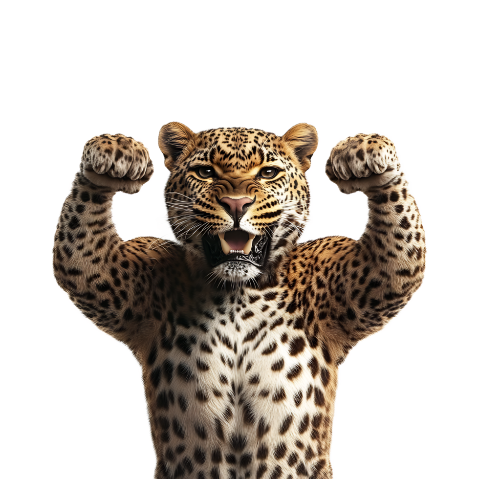 Powerful Leopard Displaying Strength and Intensity in Its Fierce Expression png