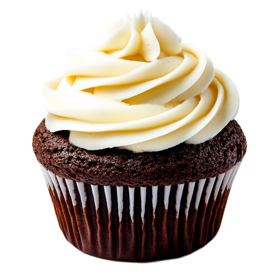 Irresistible Chocolate Cupcake with Creamy Frosting Topping png