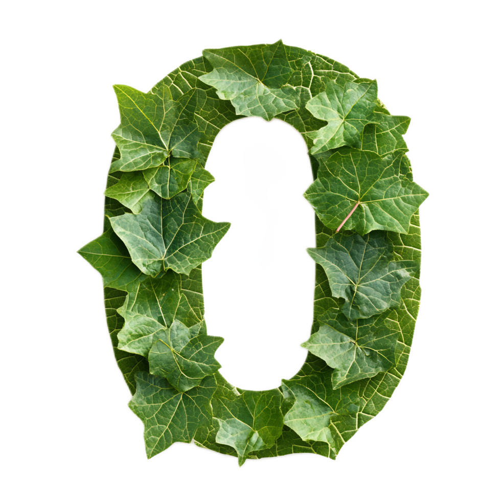 Leaf Forming the Number Zero in a Green Environmental Nature Design png